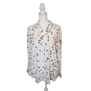 Equipment Signature Bright White Star Print Silk Shirt, XXL NWT